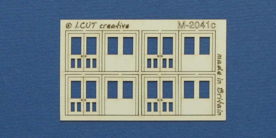 M 20-41c N gauge kit of 4 double doors type 1 Kit of 4 double doors type 1. Designed in 2 layers with an outer frame/margin. Made from 0.35mm paper.
